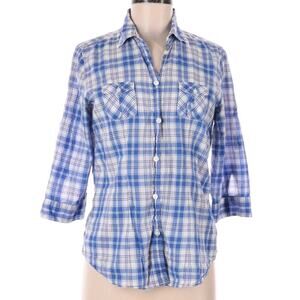 American Eagle Outfitters Favorite Fit 100% cotton blouse blue & white plaid M